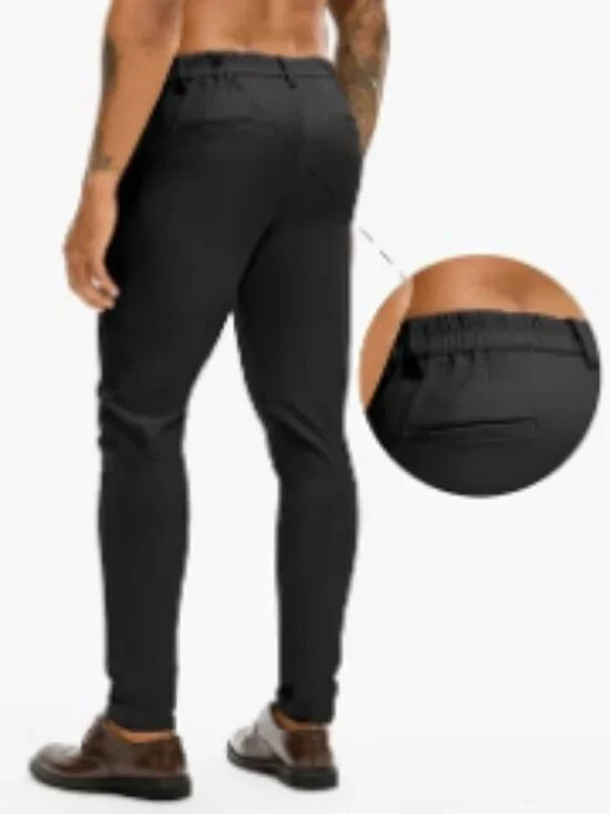 Stretch Dress Pants Slim Fit Skinny Wrinkle Free Expandable Waist Golf Pant